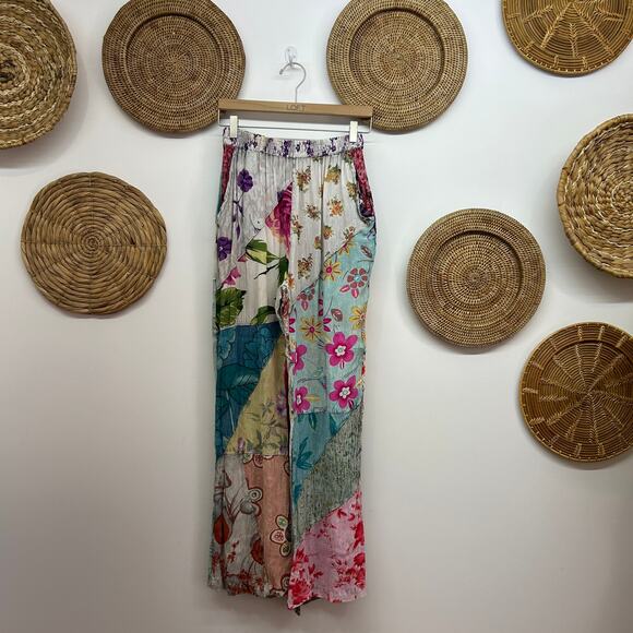 Vintage Sacred Threads Boho Mixed Flower Floral Print Pull On Pants Medium - Picture 2 of 8